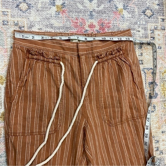 Anthropologie XS Linen‎ Blend Relaxed Fit Pants Orange Striped - Picture 9 of 11